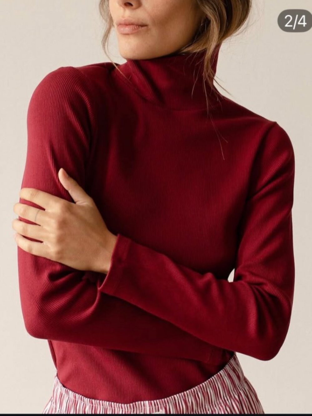 NWT DONNI The Rib Turtleneck in Rouge S Size:S
